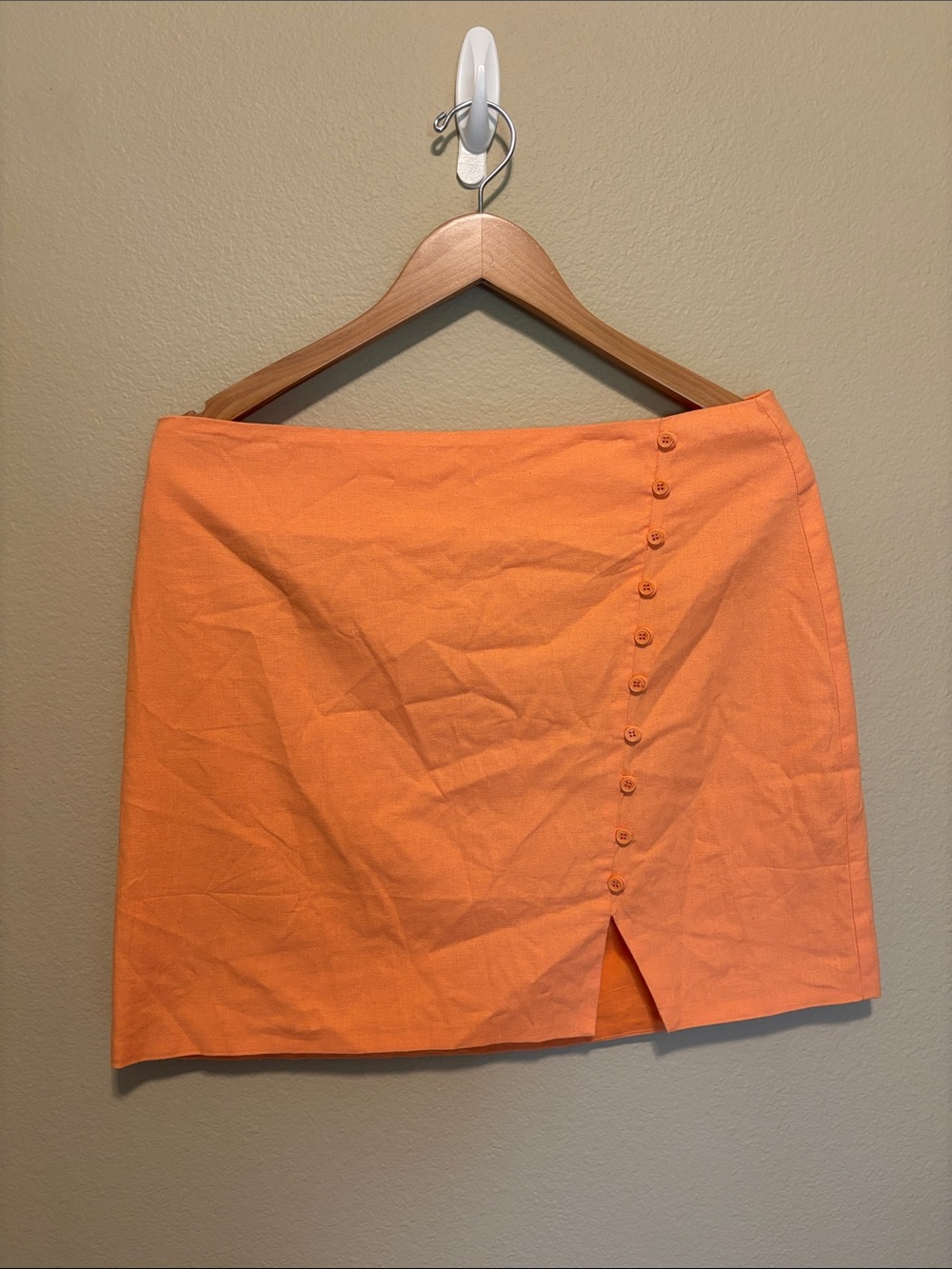 Orange Faux Button-Front Mini Skirt